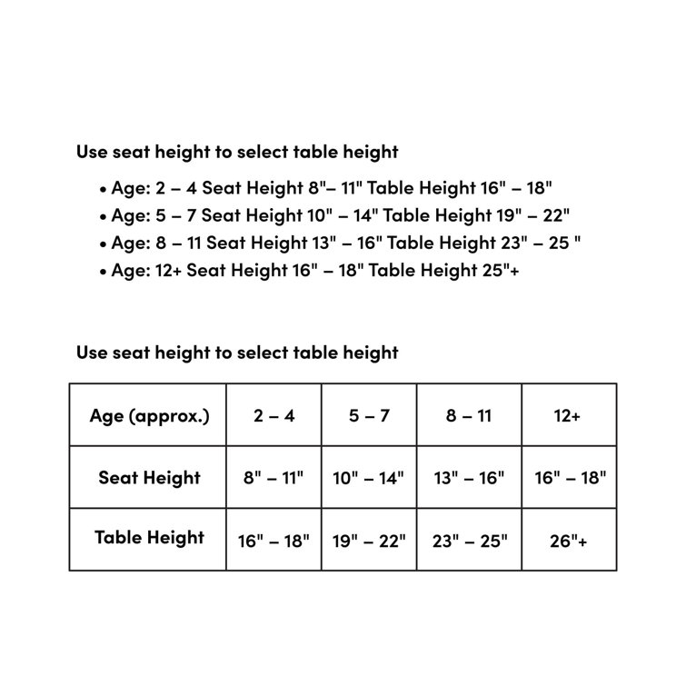 Preschool 2025 table height